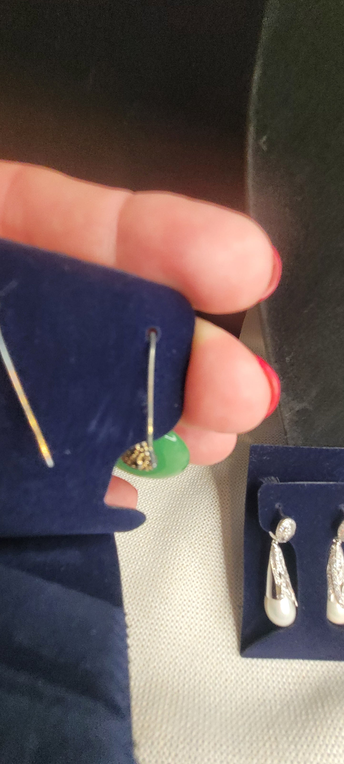 Jade and gold tone earrings