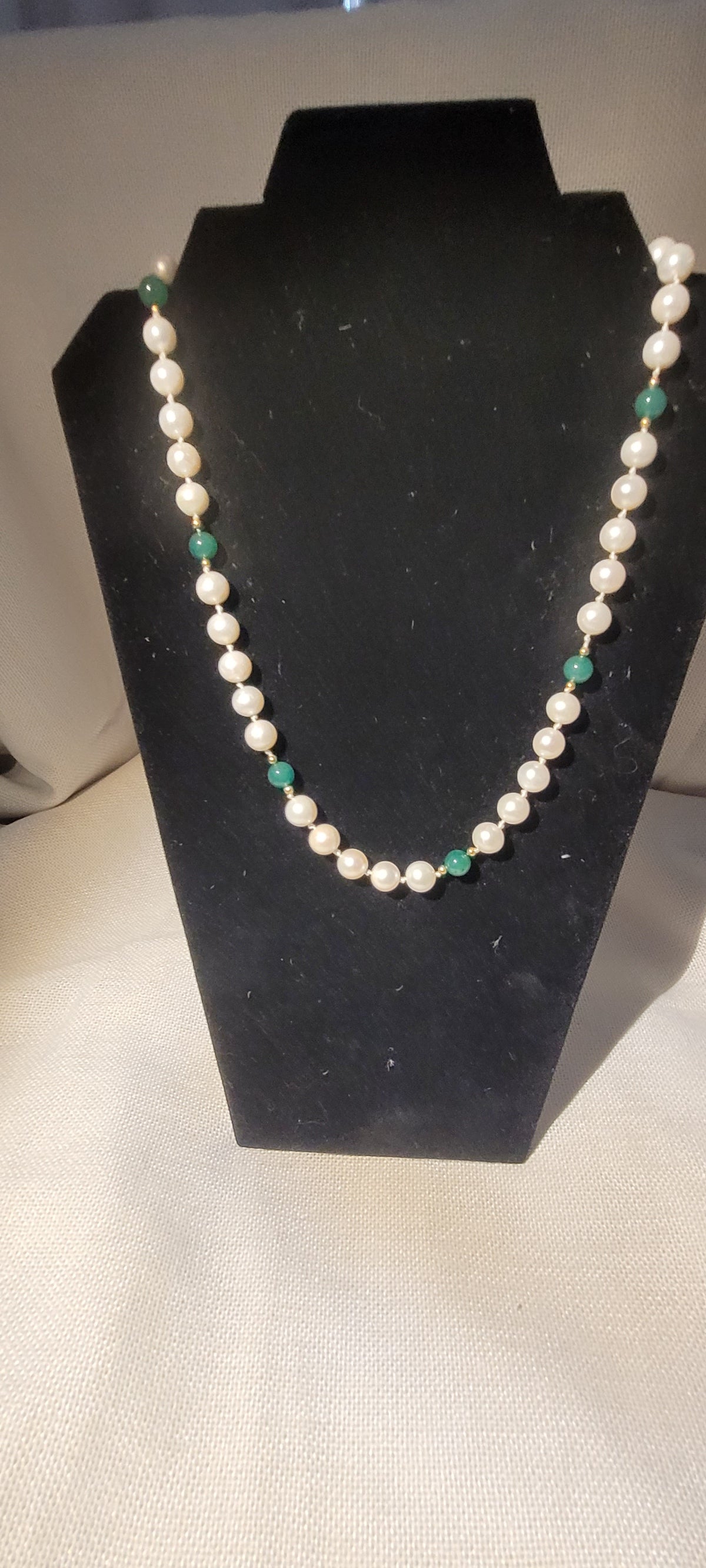 Cultured Pearl and Jade Necklace