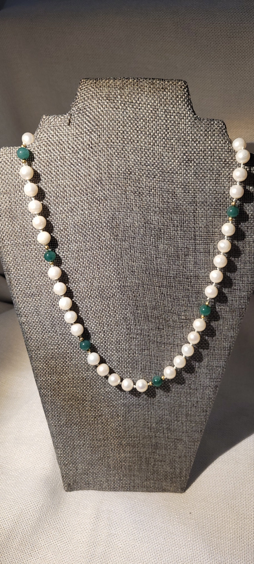 Cultured Pearl and Jade Necklace