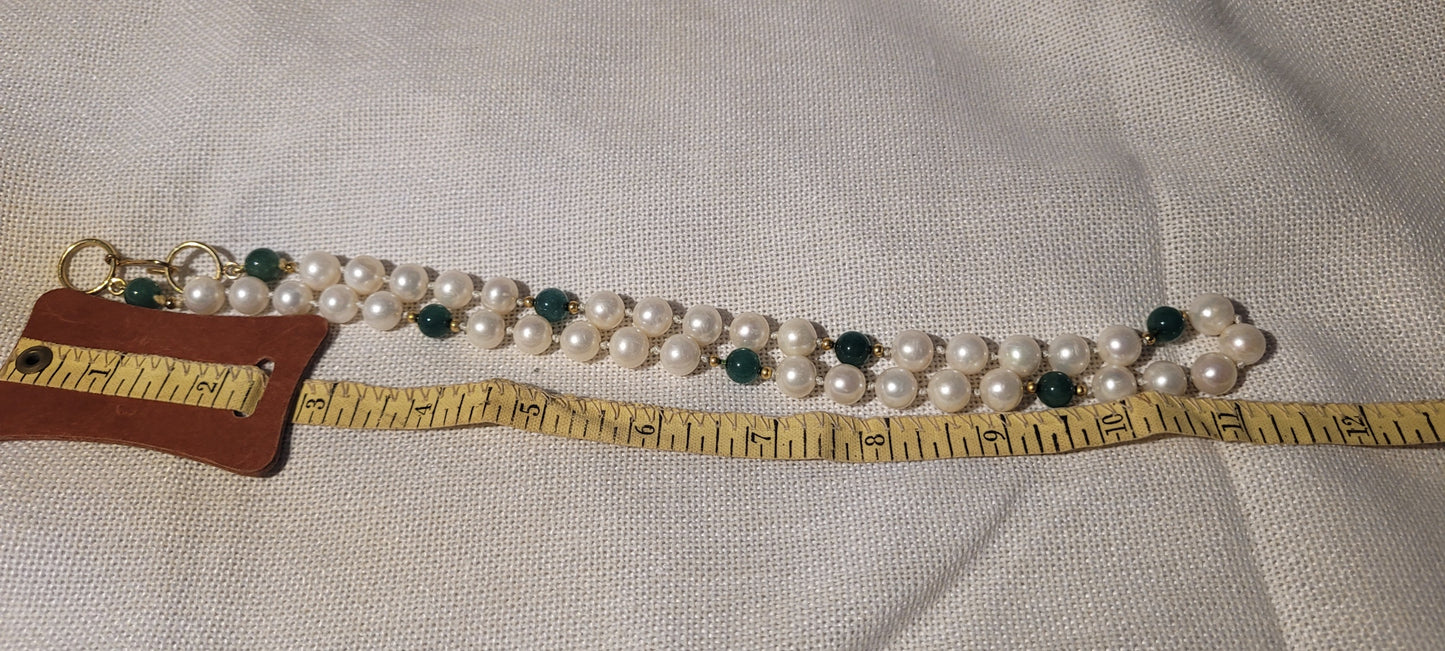 Cultured Pearl and Jade Necklace