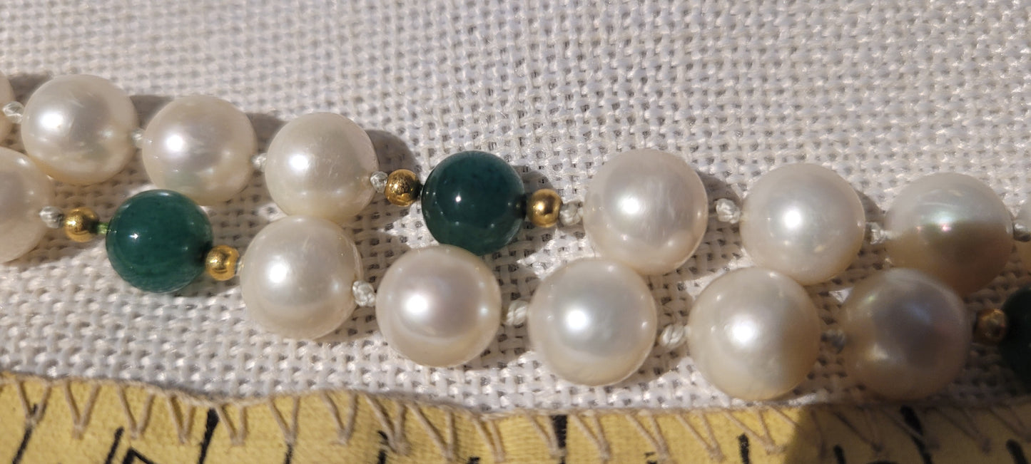Cultured Pearl and Jade Necklace