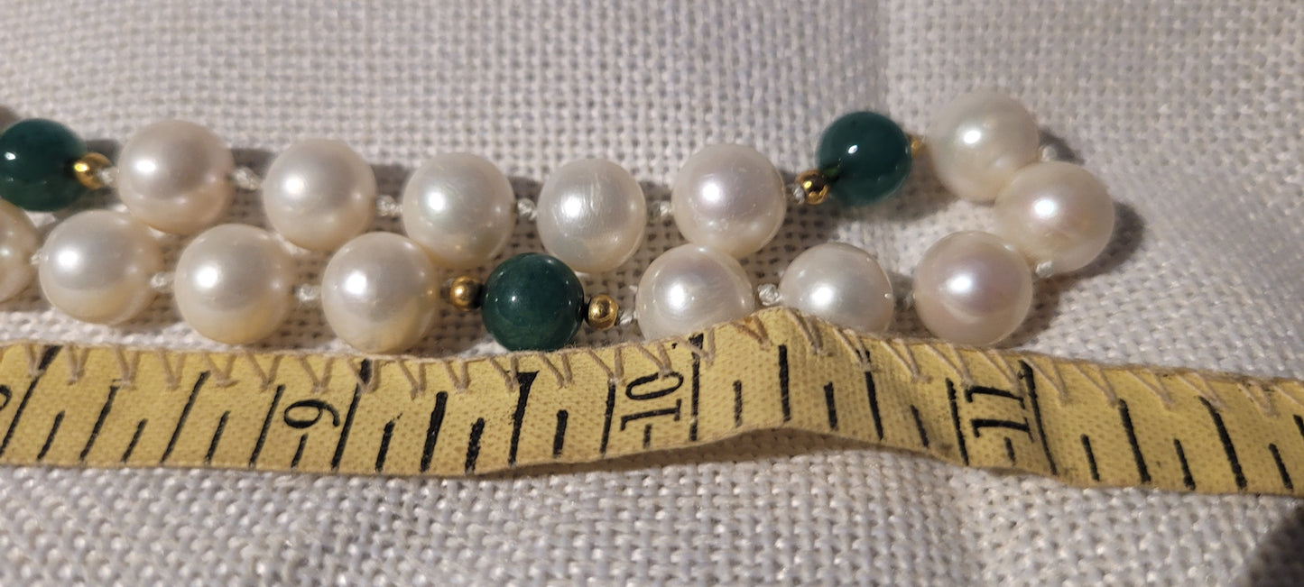 Cultured Pearl and Jade Necklace